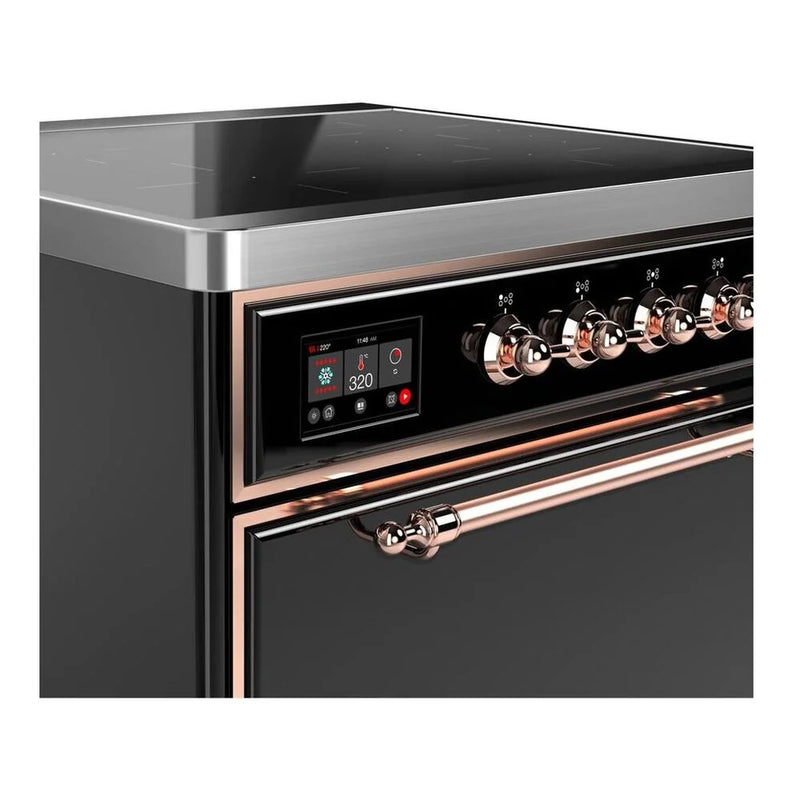 ILVE Majestic II 30" Induction Freestanding Range in Glossy Black with Copper Trim, UMI30QNE3BKP