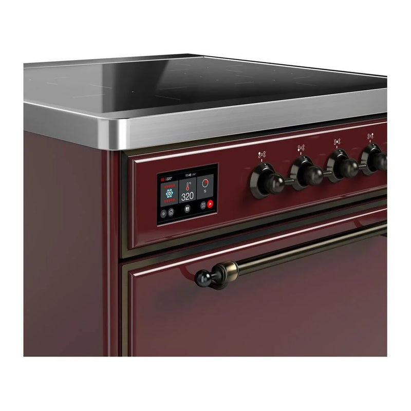 ILVE Majestic II 30" Induction Freestanding Range in Burgundy with Burnished Trim, UMI30QNE3BUB