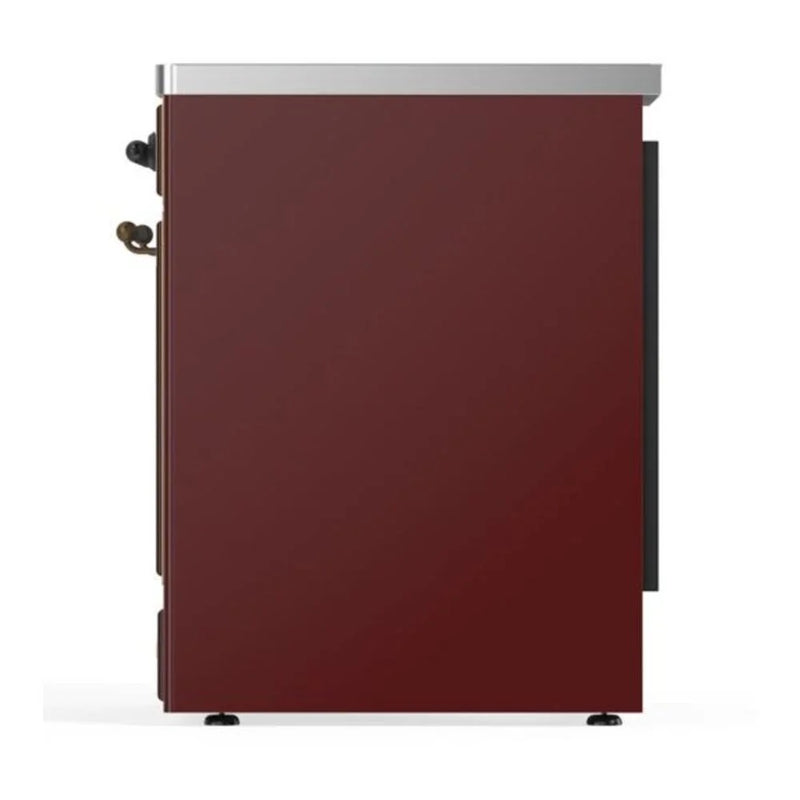 ILVE Majestic II 30" Induction Freestanding Range in Burgundy with Burnished Trim, UMI30QNE3BUB
