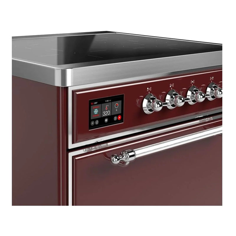 ILVE Majestic II 30" Induction Freestanding Range in Burgundy with Chrome Trim, UMI30QNE3BUC