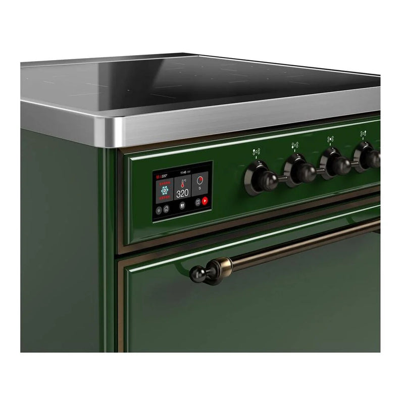 ILVE Majestic II 30" Induction Freestanding Range in Emerald Green with Burnished Trim, UMI30QNE3EGB