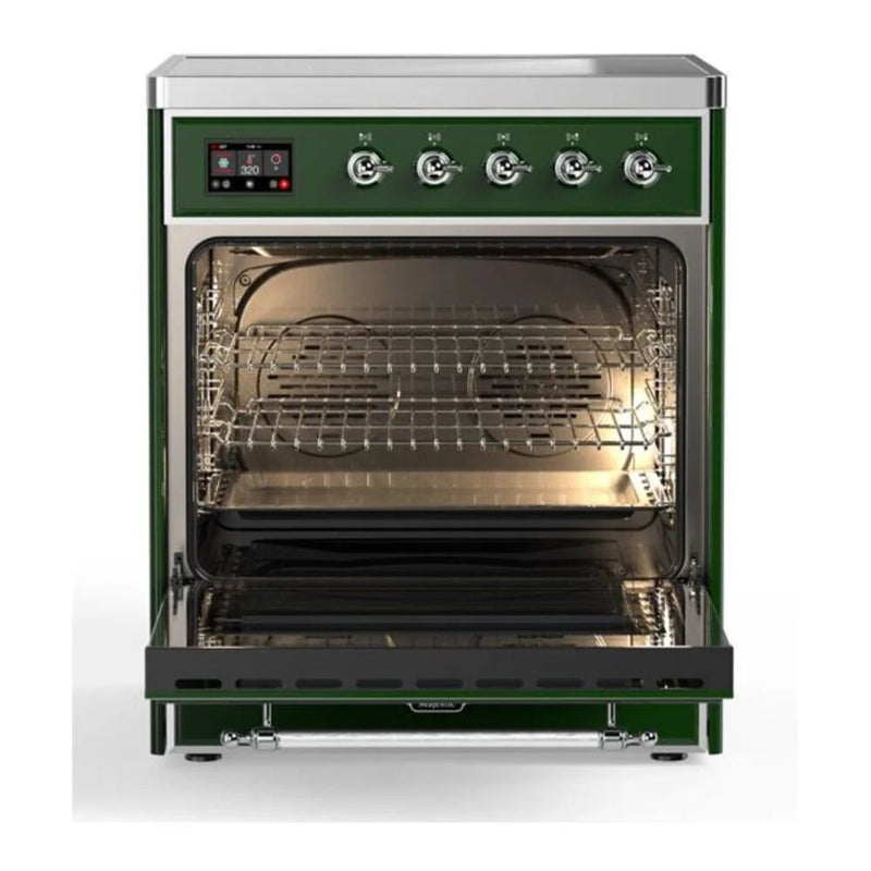 ILVE Majestic II 30" Induction Freestanding Range in Emerald Green with Chrome Trim, UMI30QNE3EGC