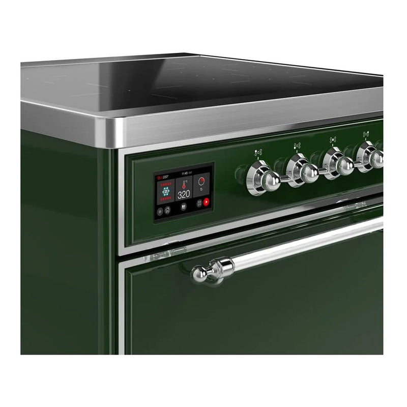 ILVE Majestic II 30" Induction Freestanding Range in Emerald Green with Chrome Trim, UMI30QNE3EGC