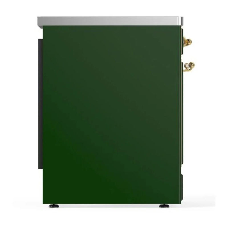 ILVE Majestic II 30" Induction Freestanding Range in Emerald Green with Brass Trim, UMI30QNE3EGG