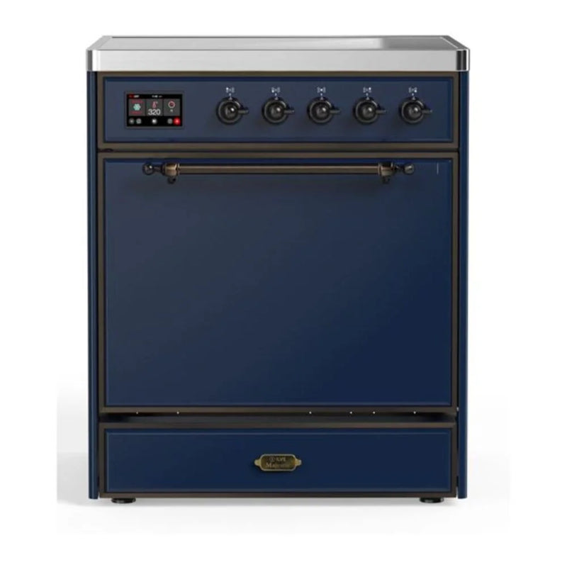 ILVE Majestic II 30" Induction Freestanding Range in Midnight Blue with Burnished Trim, UMI30QNE3MBB