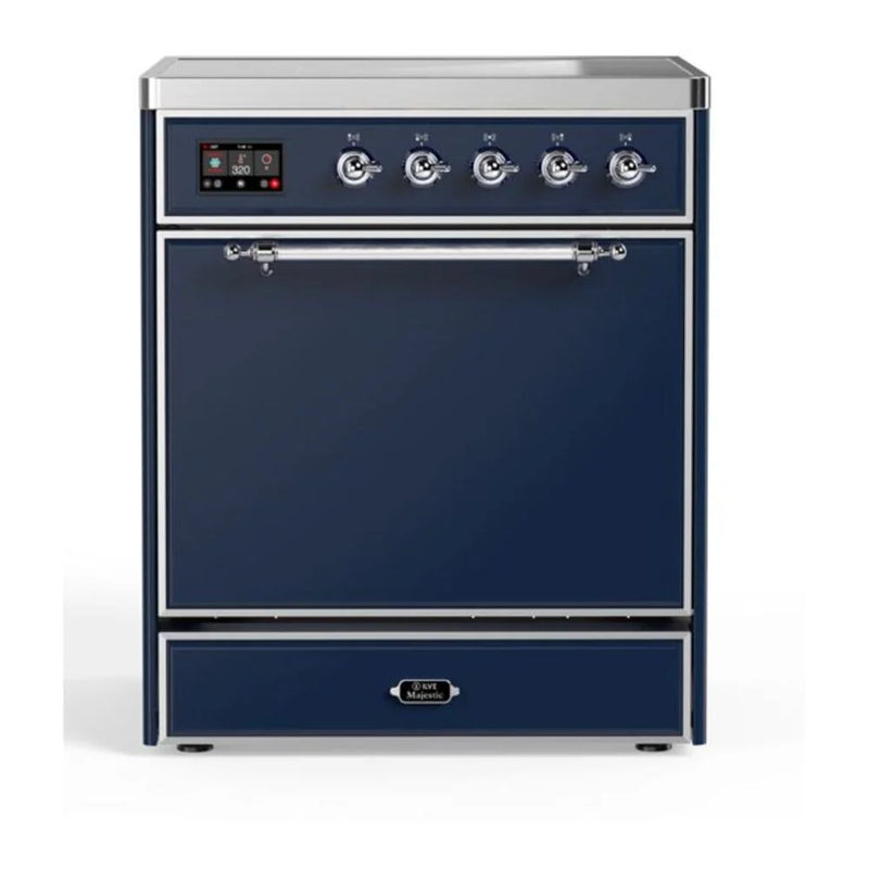 ILVE Majestic II 30" Induction Freestanding Range in Midnight Blue with Chrome Trim, UMI30QNE3MBC