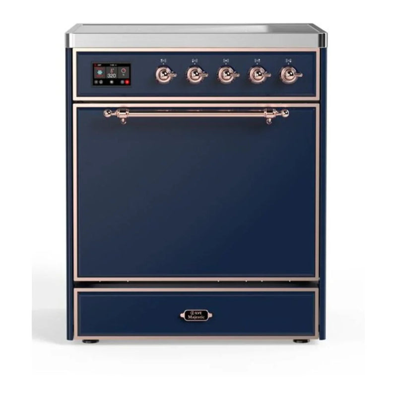 ILVE Majestic II 30" Induction Freestanding Range in Midnight Blue with Copper Trim, UMI30QNE3MBP