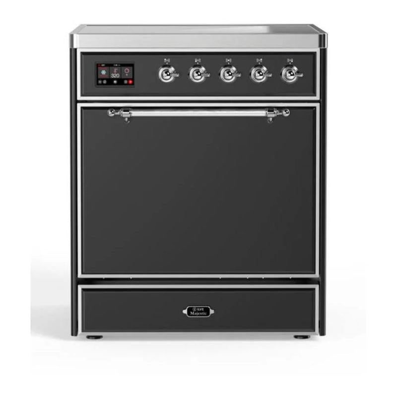 ILVE Majestic II 30" Induction Freestanding Range in Graphite Matte with Chrome Trim, UMI30QNE3MGC