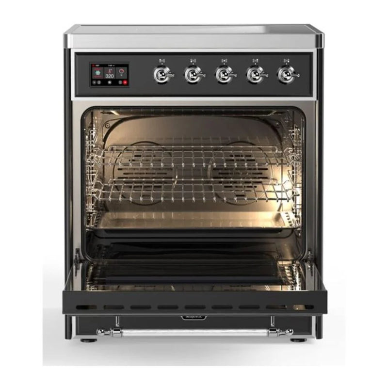 ILVE Majestic II 30" Induction Freestanding Range in Graphite Matte with Chrome Trim, UMI30QNE3MGC