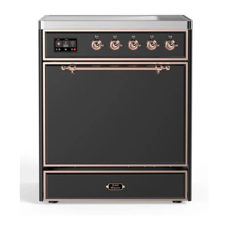 ILVE Majestic II 30" Induction Freestanding Range in Graphite Matte with Copper Trim, UMI30QNE3MGP