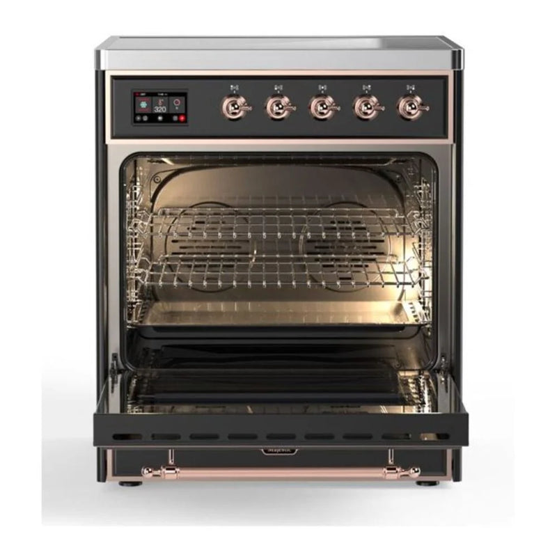 ILVE Majestic II 30" Induction Freestanding Range in Graphite Matte with Copper Trim, UMI30QNE3MGP