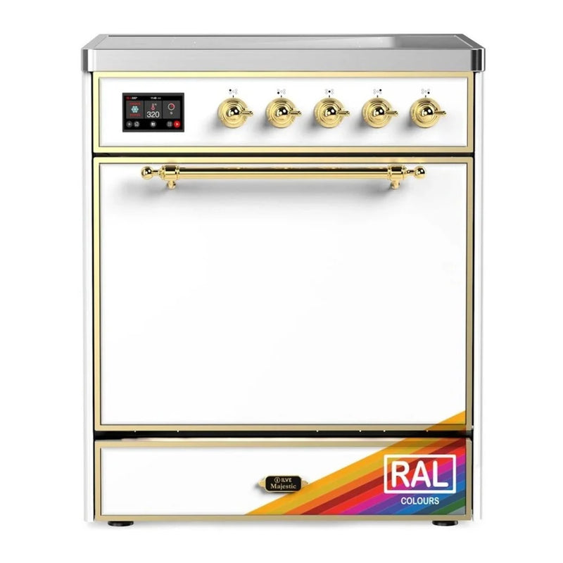 ILVE Majestic II 30" Induction Freestanding Range in RAL Color with Brass Trim, UMI30QNE3RAG