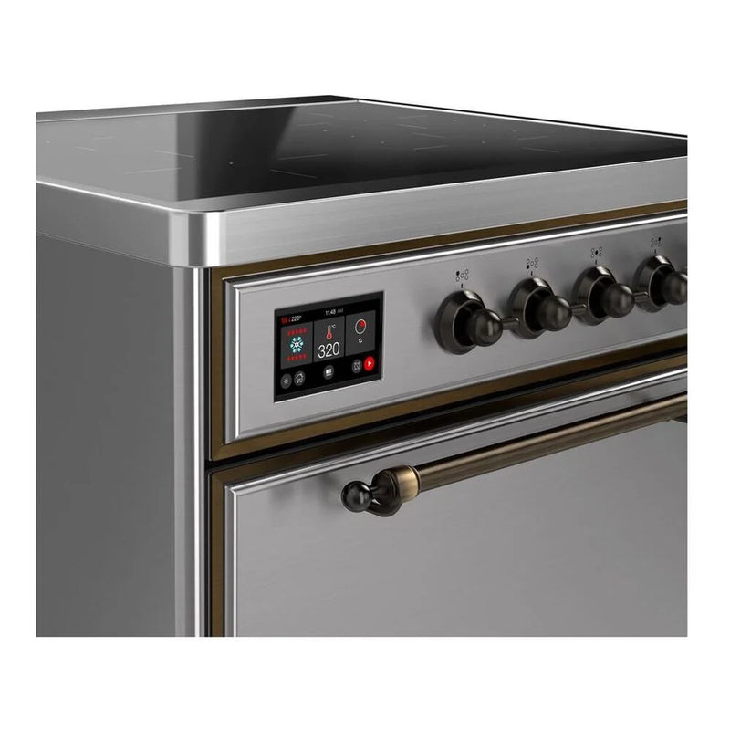 ILVE Majestic II 30" Induction Freestanding Range in Stainless Steel with Burnished Trim, UMI30QNE3SSB