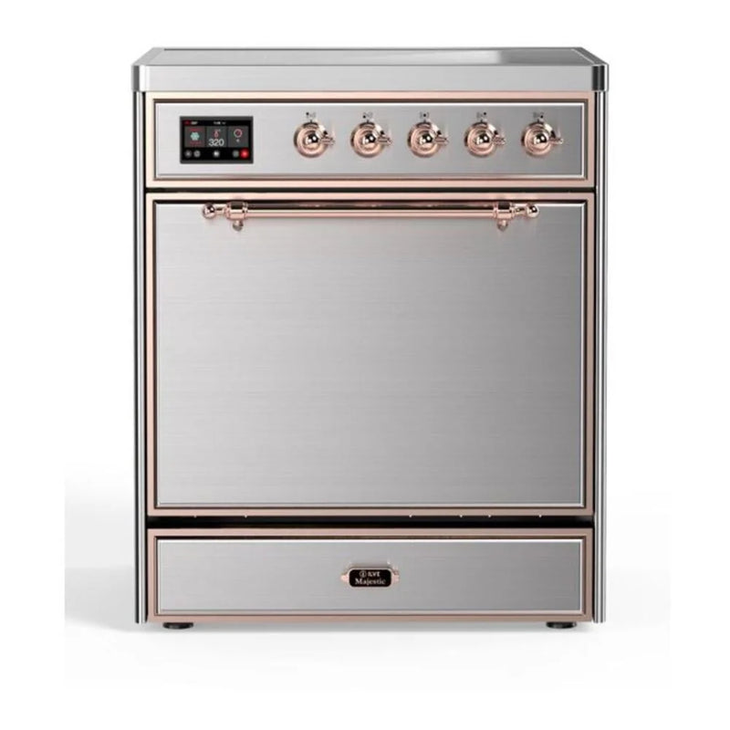 ILVE Majestic II 30" Induction Freestanding Range in Stainless Steel with Copper Trim, UMI30QNE3SSP
