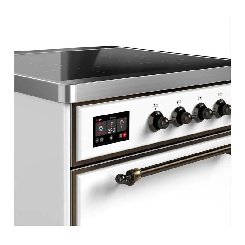 ILVE Majestic II 30" Induction Freestanding Range in White with Burnished Trim, UMI30QNE3WHB