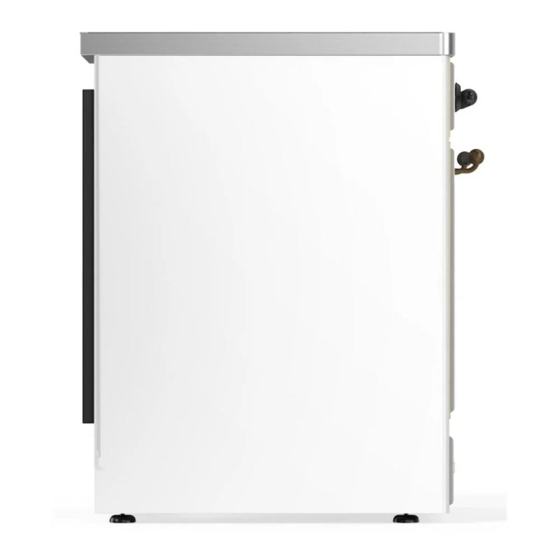 ILVE Majestic II 30" Induction Freestanding Range in White with Burnished Trim, UMI30QNE3WHB
