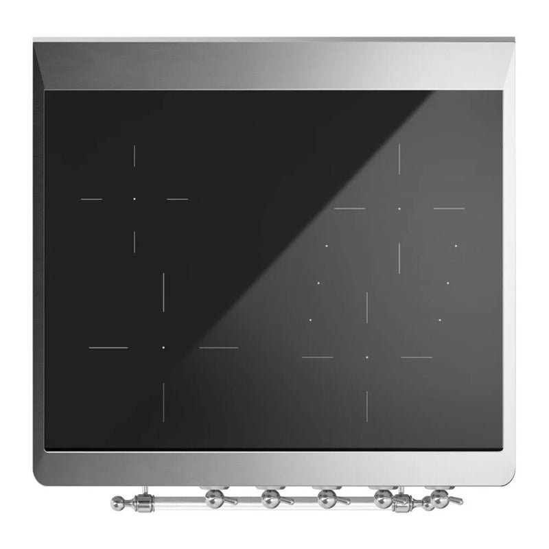 ILVE Majestic II 30" Induction Freestanding Range in White with Chrome Trim, UMI30QNE3WHC