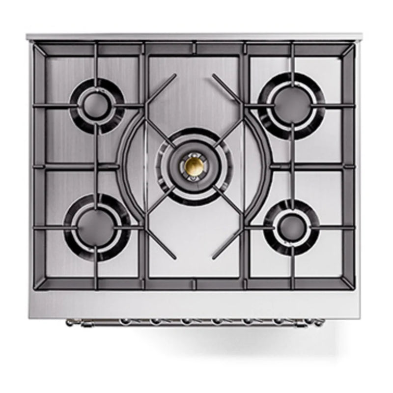 ILVE Nostalgie II Noblesse 30" Dual Fuel Freestanding Range in Antique White with Chrome Trim, UN30NMPAWC