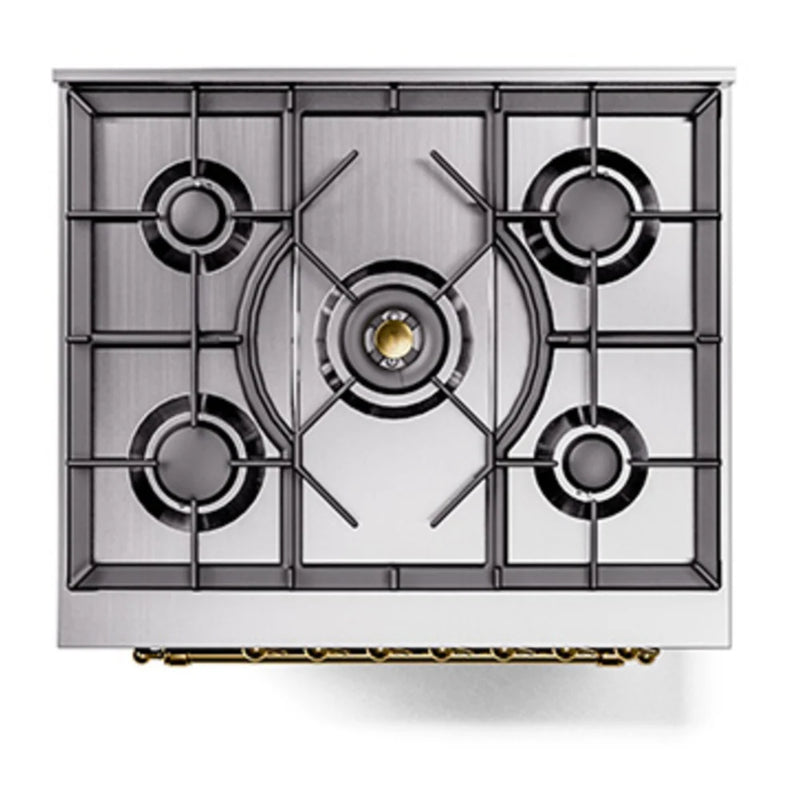 ILVE Nostalgie II Noblesse 30" Dual Fuel Freestanding Range in Emerald Green with Brass Trim, UN30NMPEGGLP
