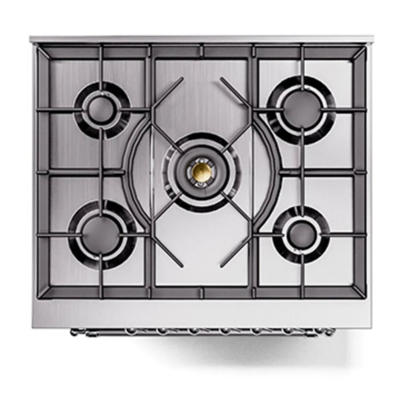 ILVE Nostalgie II Noblesse 30" Dual Fuel Freestanding Range in Midnight Blue with Chrome Trim, UN30NMPMBCLP