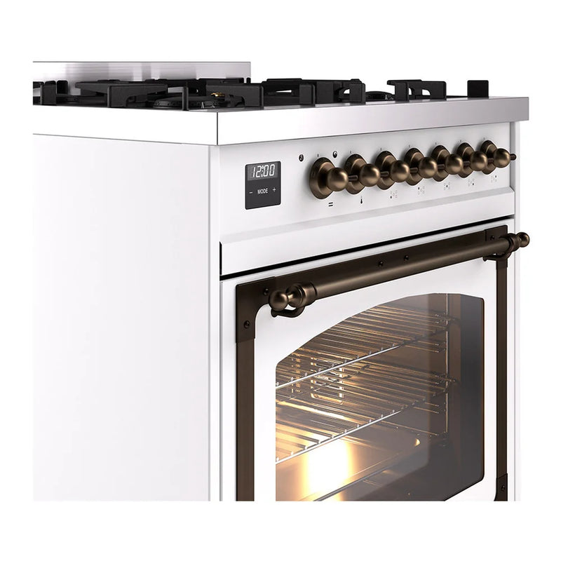 ILVE Nostalgie II Noblesse 30" Dual Fuel Freestanding Range in RAL Color with Burnished Trim, UN30NMPRAB
