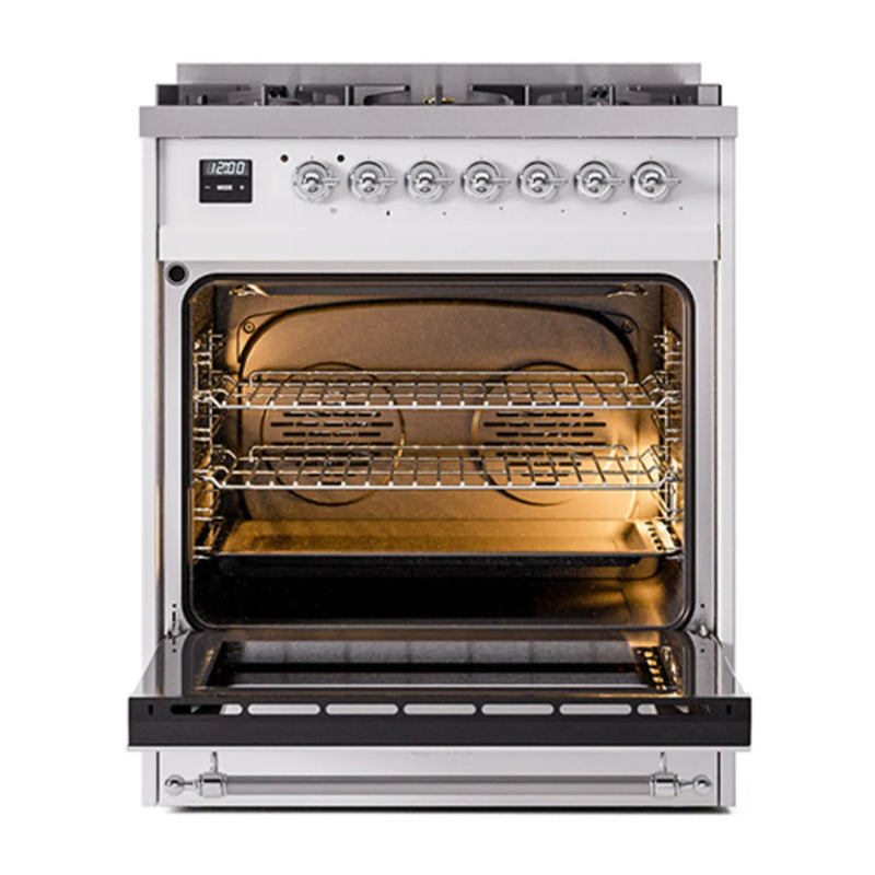 ILVE Nostalgie II Noblesse 30" Dual Fuel Freestanding Range in RAL Color with Chrome Trim, UN30NMPRACLP
