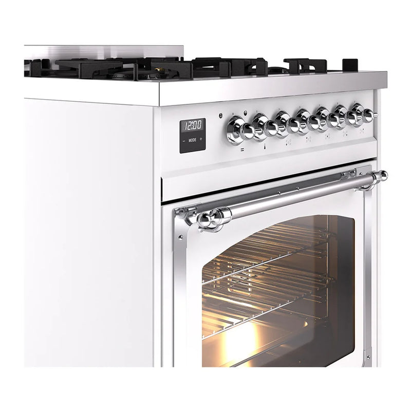 ILVE Nostalgie II Noblesse 30" Dual Fuel Freestanding Range in RAL Color with Chrome Trim, UN30NMPRACLP