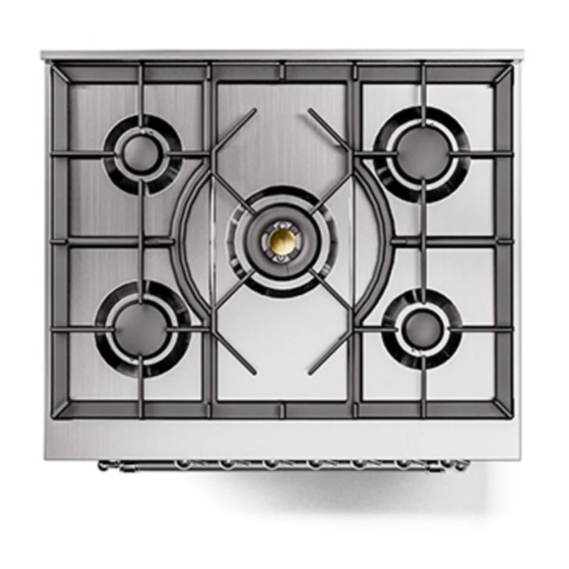 ILVE Nostalgie II Noblesse 30" Dual Fuel Freestanding Range in Burgundy with Chrome Trim, UN30QNMPBUC