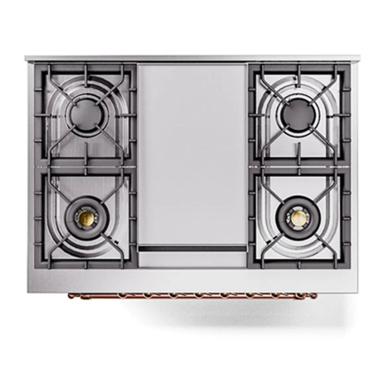 ILVE Nostalgie II Noblesse 36" Dual Fuel Freestanding Range in Glossy Black with Copper Trim, UN36FNMPBKP