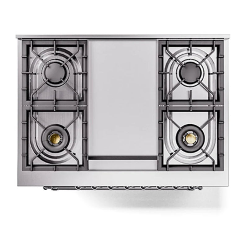 ILVE Nostalgie II Noblesse 36" Dual Fuel Freestanding Range in Burgundy with Chrome Trim, UN36FNMPBUCLP