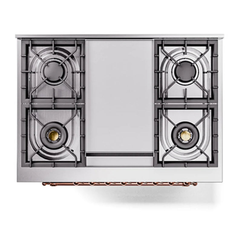 ILVE Nostalgie II Noblesse 36" Dual Fuel Freestanding Range in Emerald Green with Copper Trim, UN36FNMPEGPLP