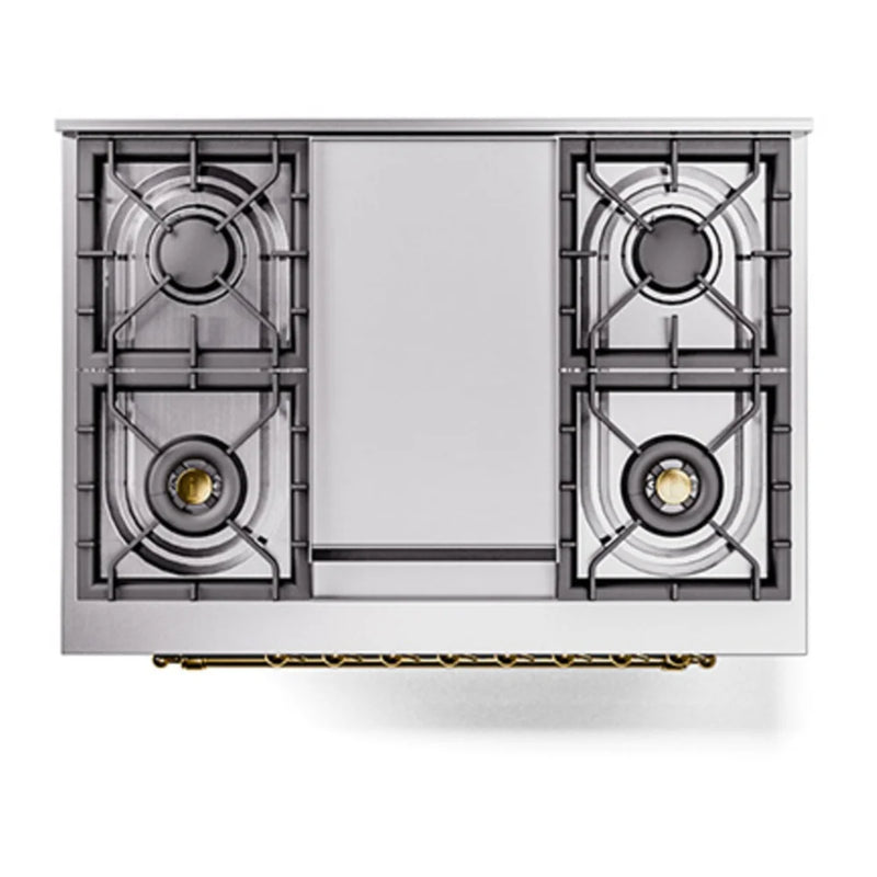 ILVE Nostalgie II Noblesse 36" Dual Fuel Freestanding Range in Midnight Blue with Brass Trim, UN36FNMPMBG