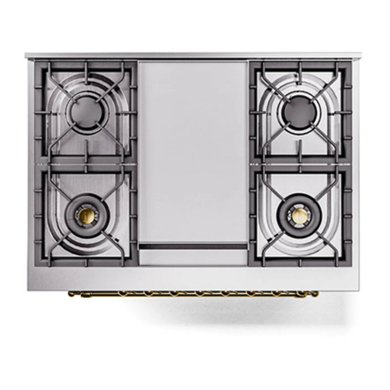 ILVE Nostalgie II Noblesse 36" Dual Fuel Freestanding Range in Graphite Matte with Brass Trim, UN36FNMPMGG