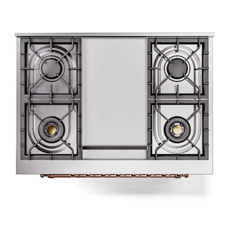 ILVE Nostalgie II Noblesse 36" Dual Fuel Freestanding Range in Graphite Matte with Copper Trim, UN36FNMPMGPLP