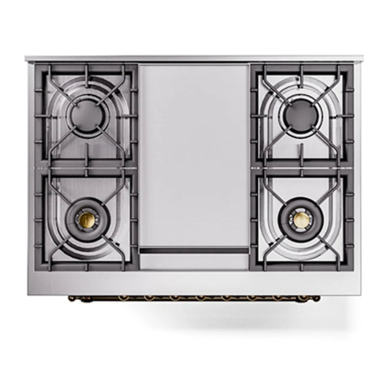 ILVE Nostalgie II Noblesse 36" Dual Fuel Freestanding Range in Stainless Steel with Burnished Trim, UN36FNMPSSBLP