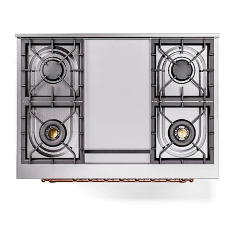 ILVE Nostalgie II Noblesse 36" Dual Fuel Freestanding Range in White with Copper Trim, UN36FNMPWHP