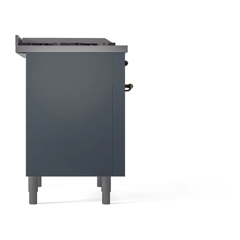 ILVE Nostalgie II Noblesse 36" Dual Fuel Freestanding Range in Blue Grey with Burnished Trim, UN36FQNMPBGB