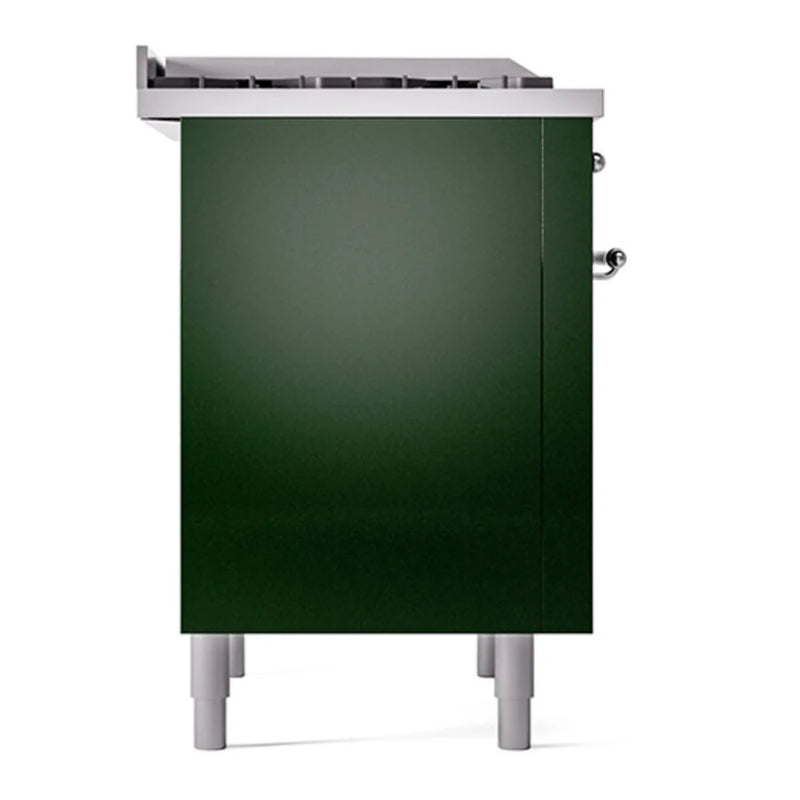 ILVE Nostalgie II Noblesse 36" Dual Fuel Freestanding Range in Emerald Green with Chrome Trim, UN36FQNMPEGCLP