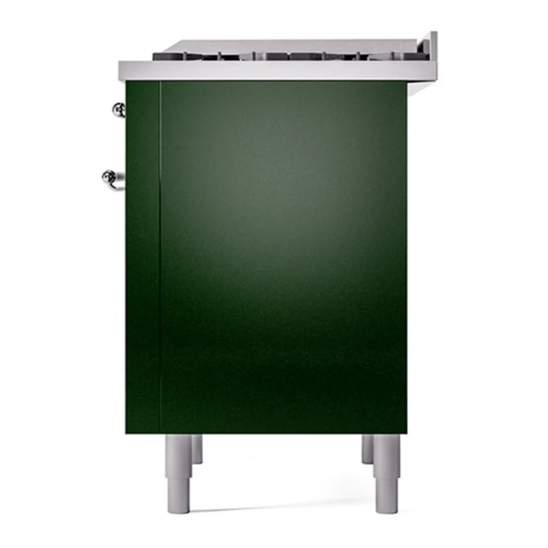 ILVE Nostalgie II Noblesse 36" Dual Fuel Freestanding Range in Emerald Green with Chrome Trim, UN36FQNMPEGC