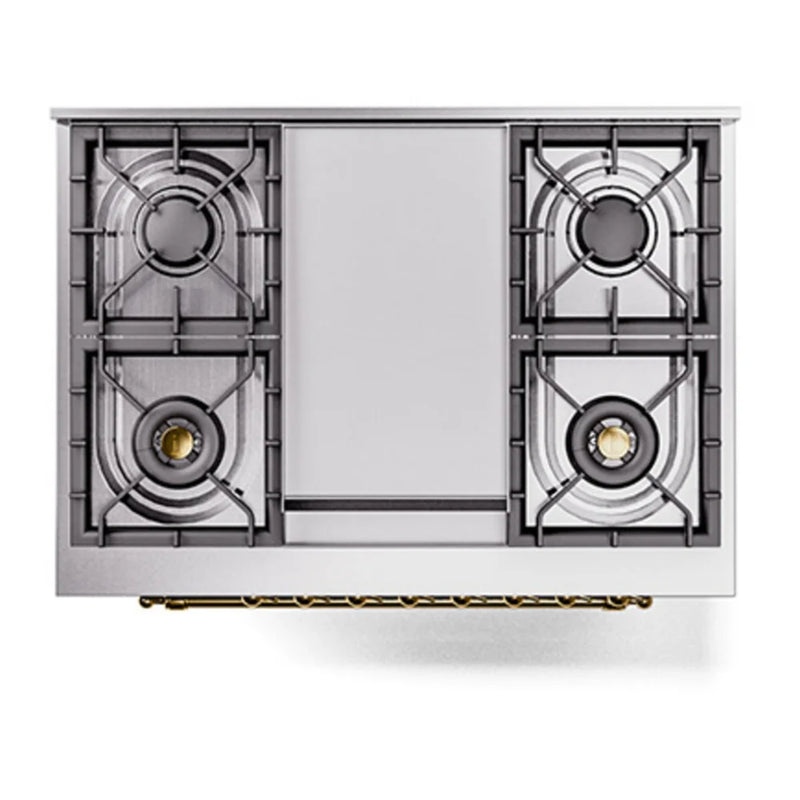 ILVE Nostalgie II Noblesse 36" Dual Fuel Freestanding Range in Emerald Green with Brass Trim, UN36FQNMPEGG