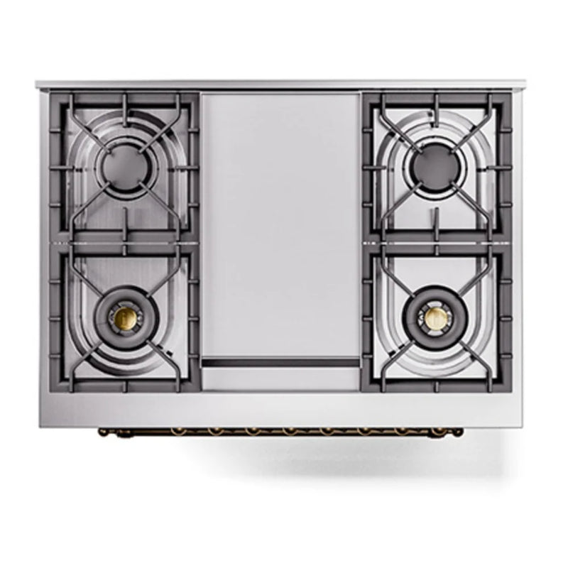 ILVE Nostalgie II Noblesse 36" Dual Fuel Freestanding Range in Midnight Blue with Burnished Trim, UN36FQNMPMBBLP