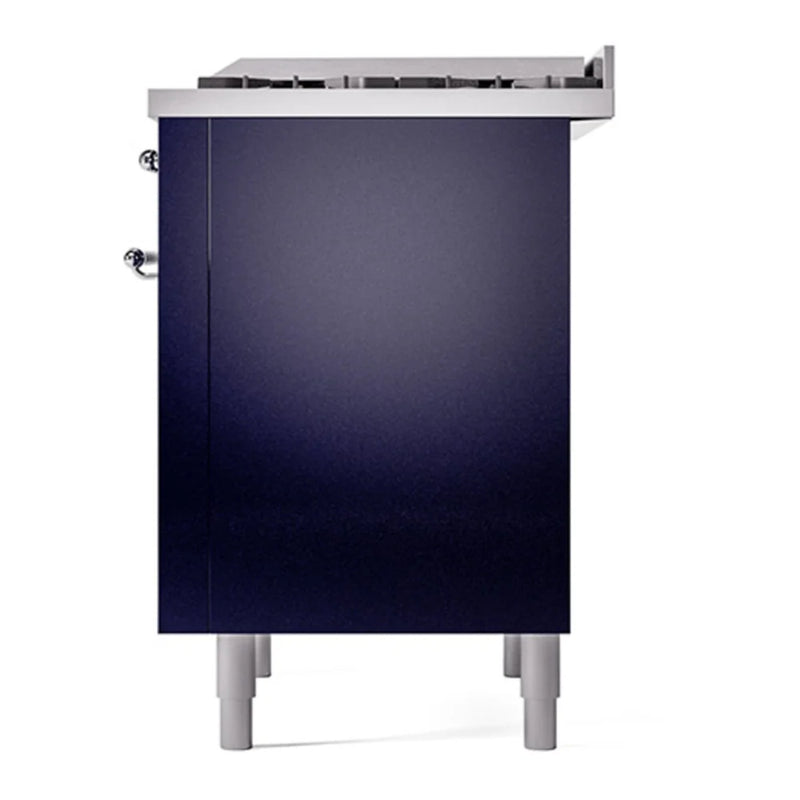 ILVE Nostalgie II Noblesse 36" Dual Fuel Freestanding Range in Midnight Blue with Chrome Trim, UN36FQNMPMBCLP