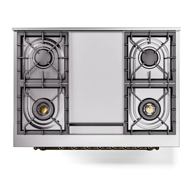 ILVE Nostalgie II Noblesse 36" Dual Fuel Freestanding Range in Graphite Matte with Burnished Trim, UN36FQNMPMGBLP