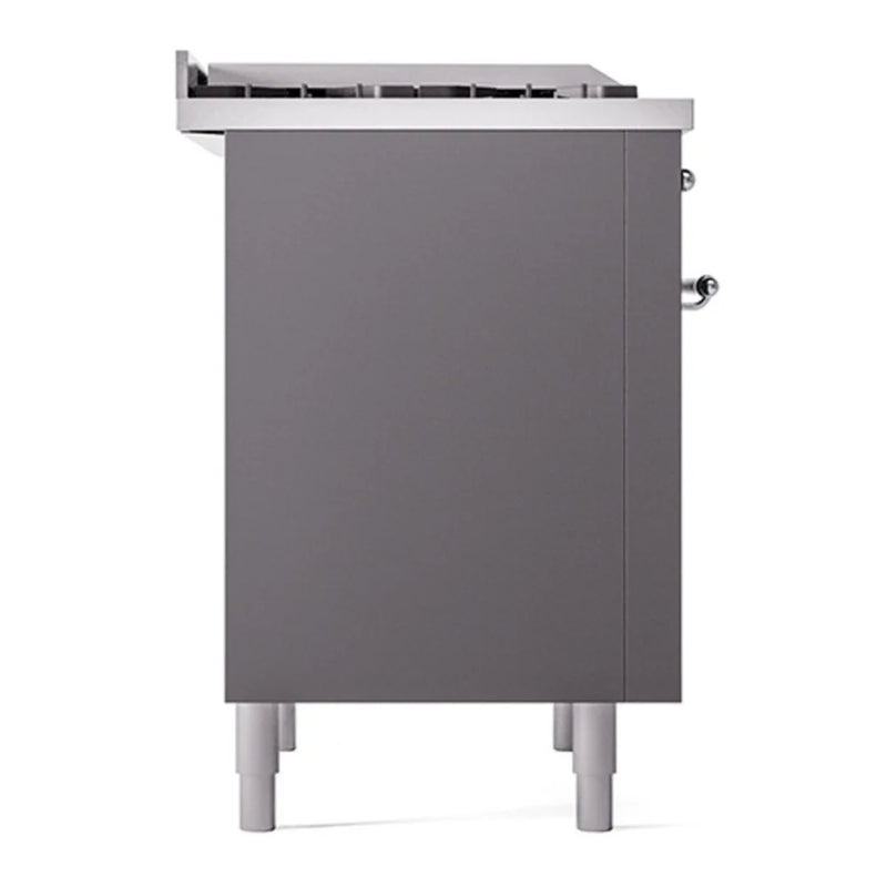 ILVE Nostalgie II Noblesse 36" Dual Fuel Freestanding Range in Graphite Matte with Chrome Trim, UN36FQNMPMGC