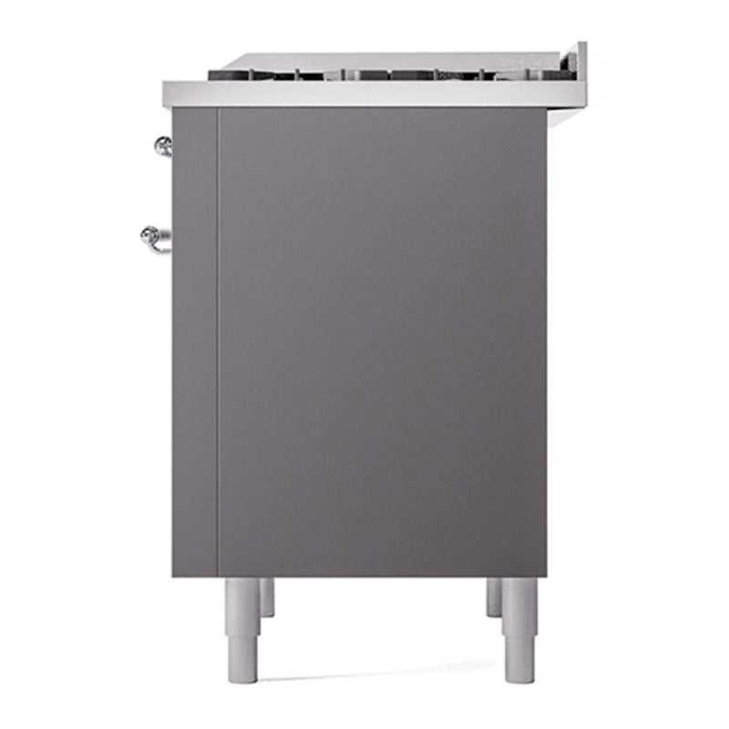 ILVE Nostalgie II Noblesse 36" Dual Fuel Freestanding Range in Graphite Matte with Chrome Trim, UN36FQNMPMGC