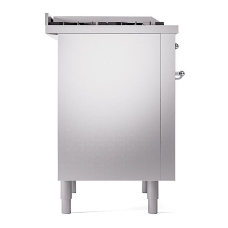 ILVE Nostalgie II Noblesse 36" Dual Fuel Freestanding Range in Stainless Steel with Chrome Trim, UN36FQNMPSSCLP