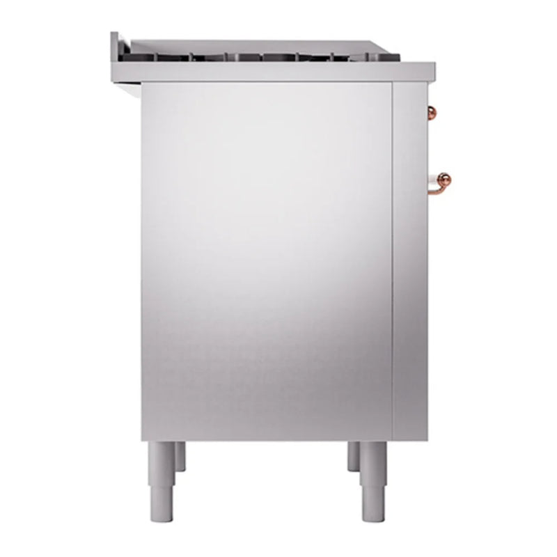ILVE Nostalgie II Noblesse 36" Dual Fuel Freestanding Range in Stainless Steel with Copper Trim, UN36FQNMPSSPLP
