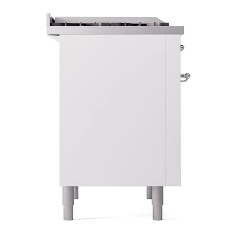ILVE Nostalgie II Noblesse 36" Dual Fuel Freestanding Range in White with Chrome Trim, UN36FQNMPWHC