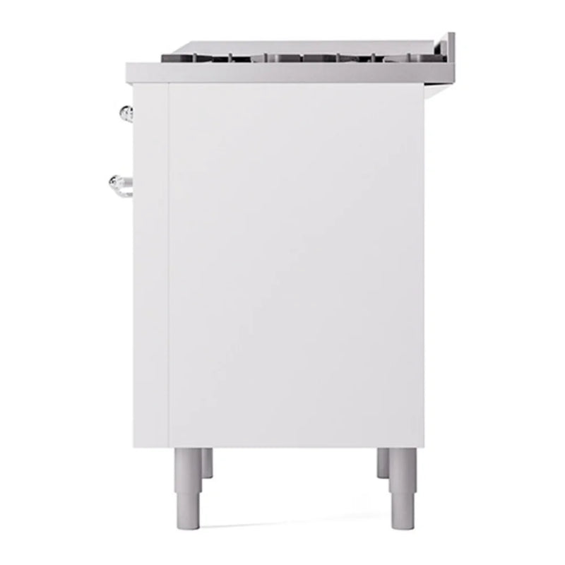 ILVE Nostalgie II Noblesse 36" Dual Fuel Freestanding Range in White with Chrome Trim, UN36FQNMPWHC