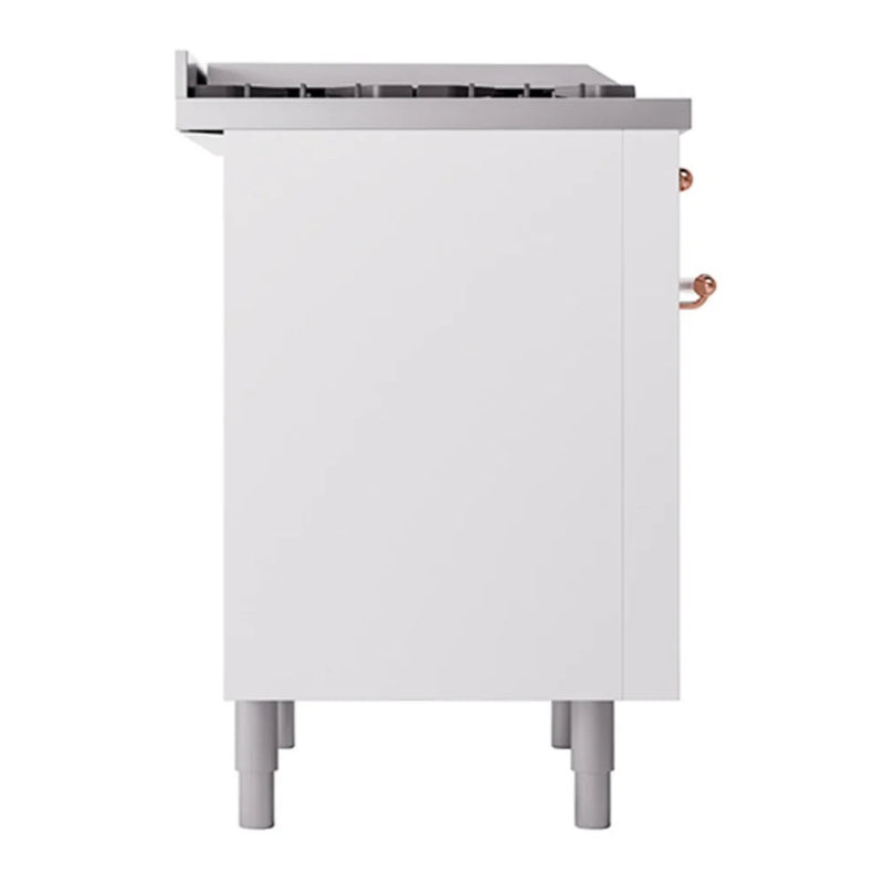ILVE Nostalgie II Noblesse 36" Dual Fuel Freestanding Range in White with Copper Trim, UN36FQNMPWHP